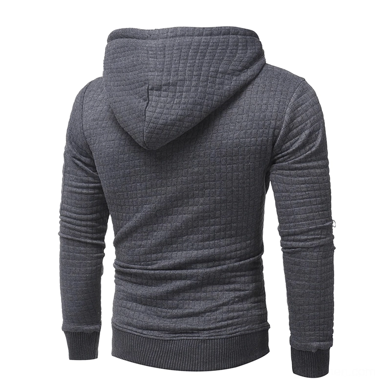 Men's black quilted gothic hoodie detailed view arm feature