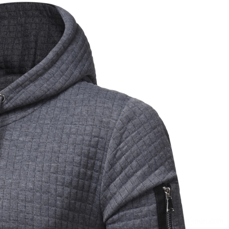 Black quilted gothic hoodie men's full body styling aesthetic