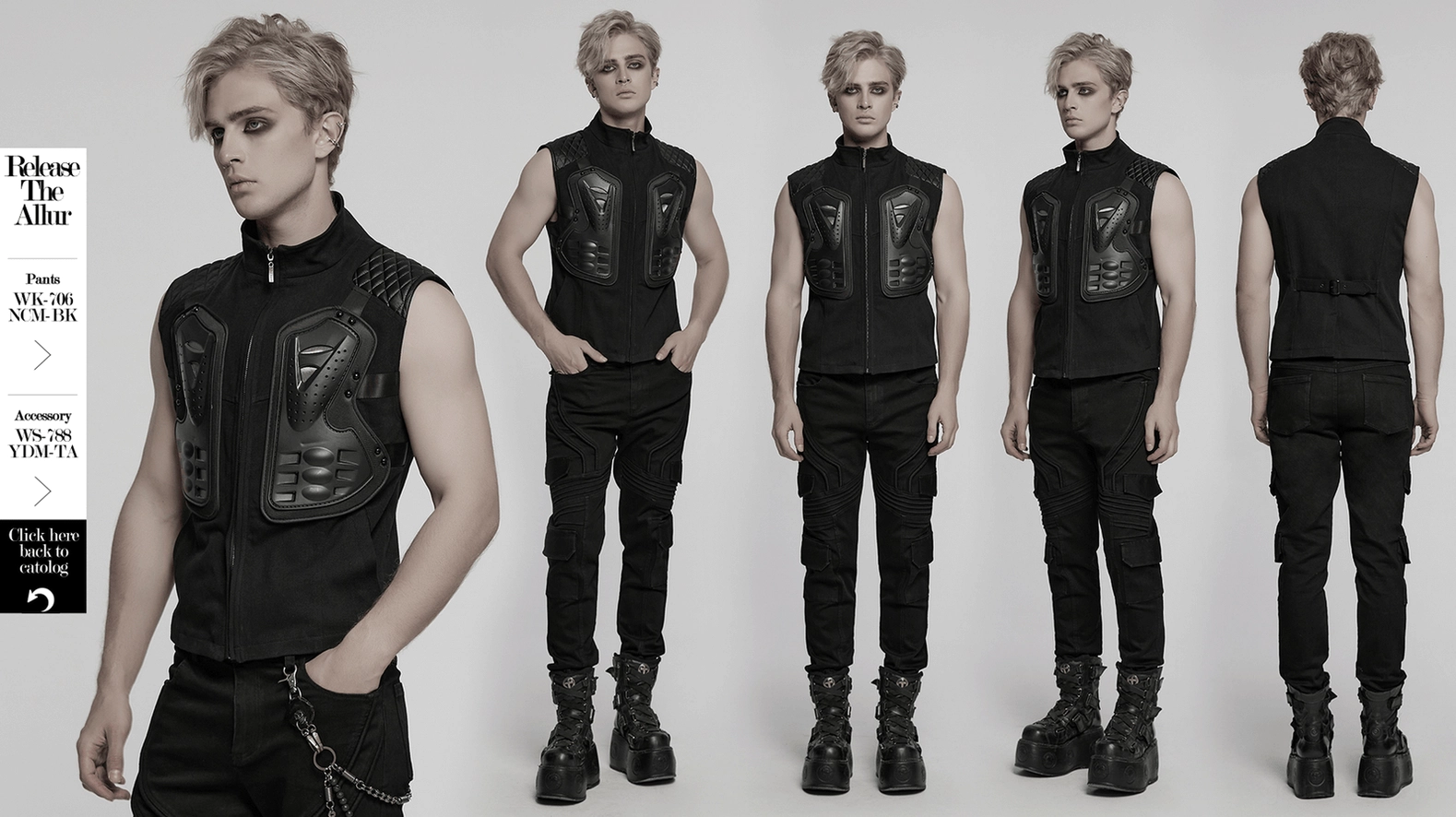 Black gothic tactical armor vest complete view with all design elements visible