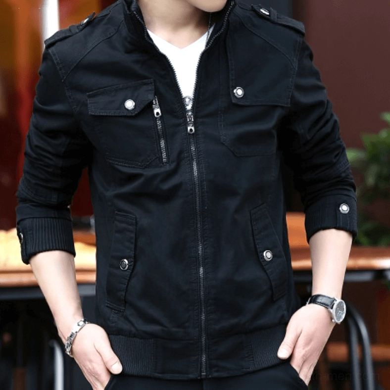 Black Tactical Military Jacket – Indoor Casual Gothic Styling