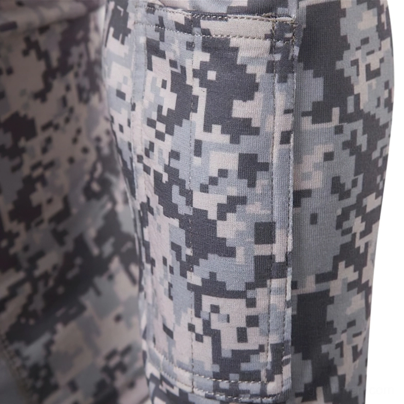 Left arm utility pocket detail on black tactical sweatshirt with python camouflage print