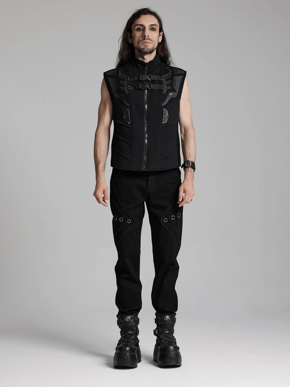 Black tactical vest interior lining detail showing elastane blend construction and craftsmanship