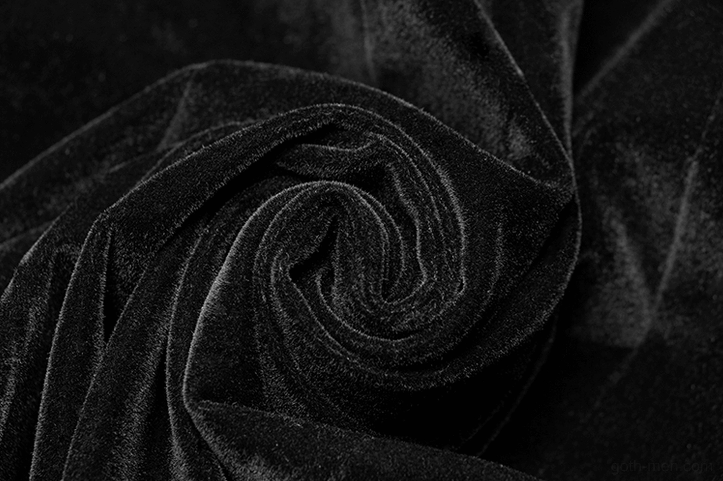 Men's black velvet gothic cape with jacquard rose vest full product display alternative fashion styling