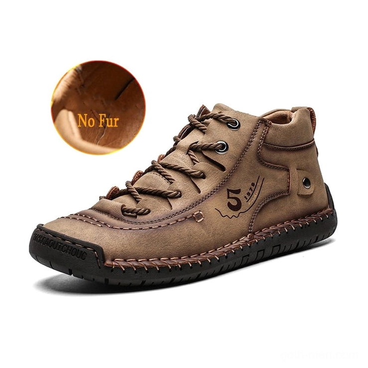 Brown gothic ankle boots with anti-slip rubber sole, industrial rave fashion footwear styling