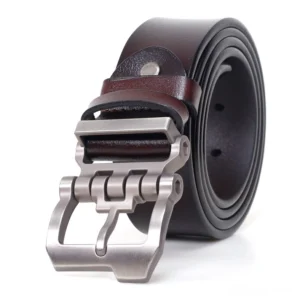 Deep brown gothic leather belt with matte silver alloy buckle - alternative fashion accessory