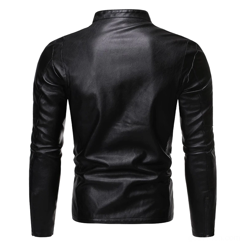 Deep burgundy PU leather gothic biker jacket with oblique zipper - romantic dark aesthetic