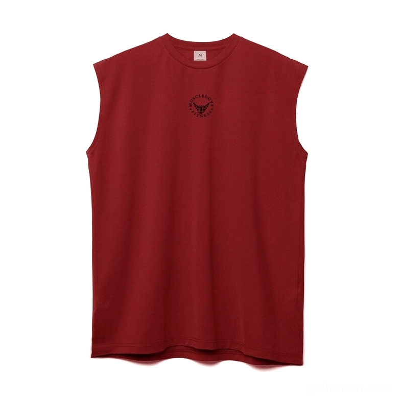 Burgundy red gothic mesh tank top flat lay front view with chest print detail