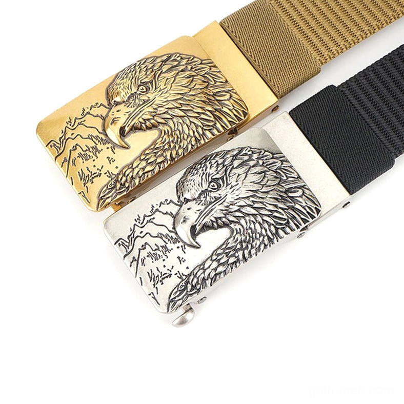 Tactical canvas belt strap texture detail showcasing heavyweight quality material construction and stitching