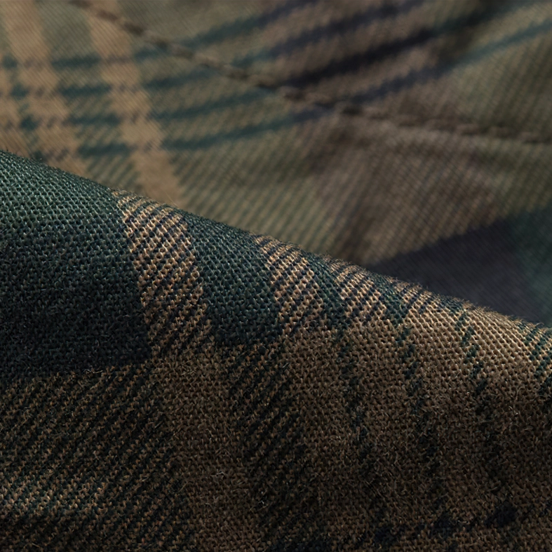 Size comparison and fit guide for men's tartan plaid cargo shorts in various sizes
