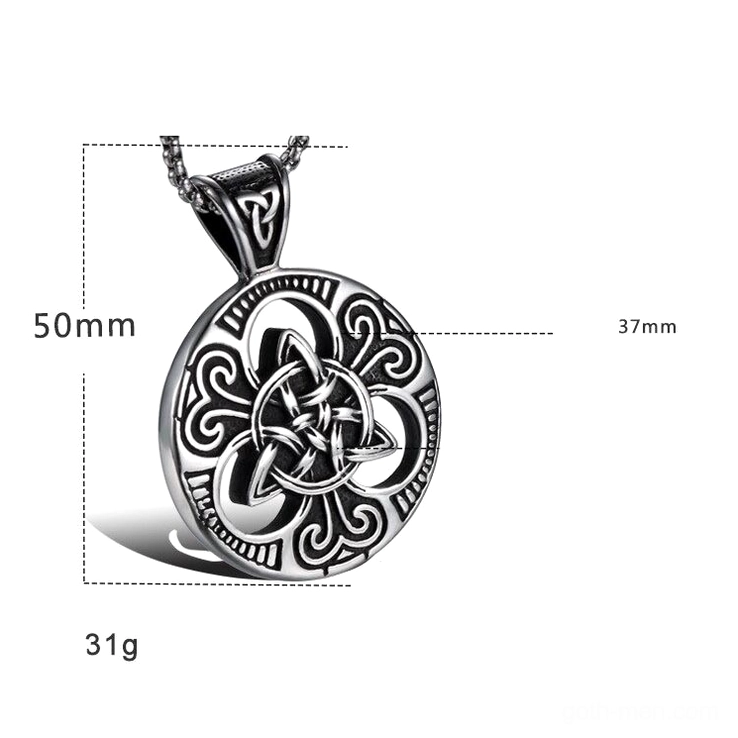 Celtic cross shield pendant dimensions specifications measurements 50mm stainless steel