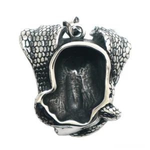 Cobra skull pendant rear view - detailed back design with scaled serpent texture