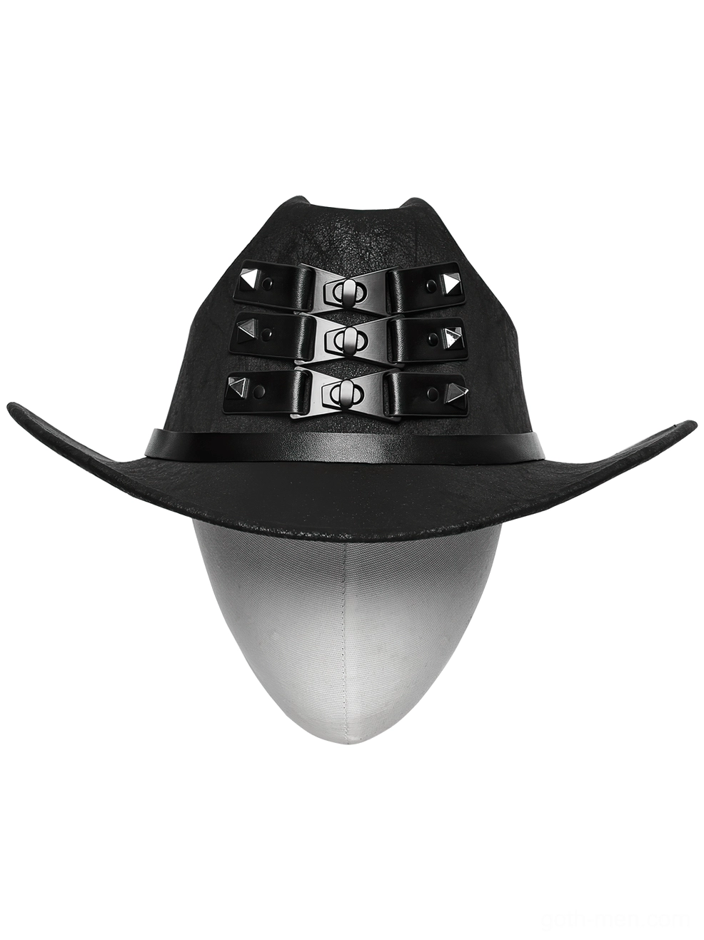 Classic black cowboy hat basic design without embellishments on mannequin