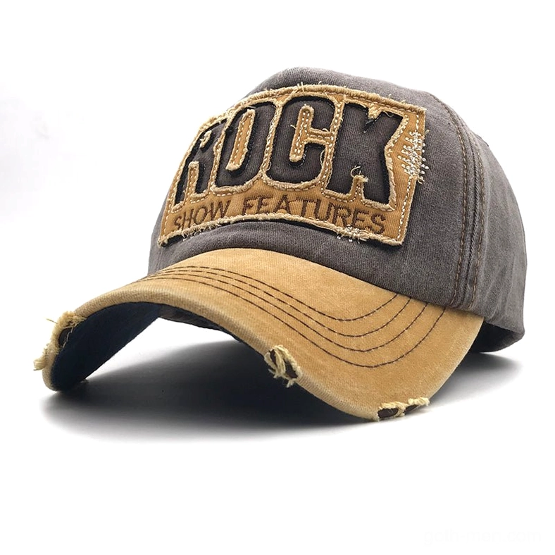 Dark aesthetic ROCK embroidered cap with adjustable closure for one-size-fits-most fit