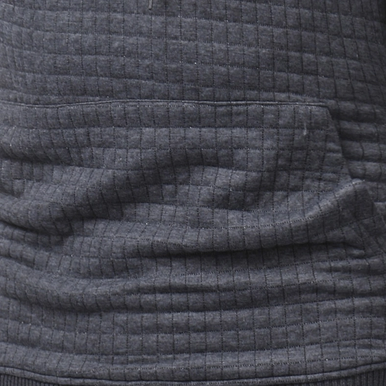Dark heather gray quilted hoodie men gothic aesthetic full view