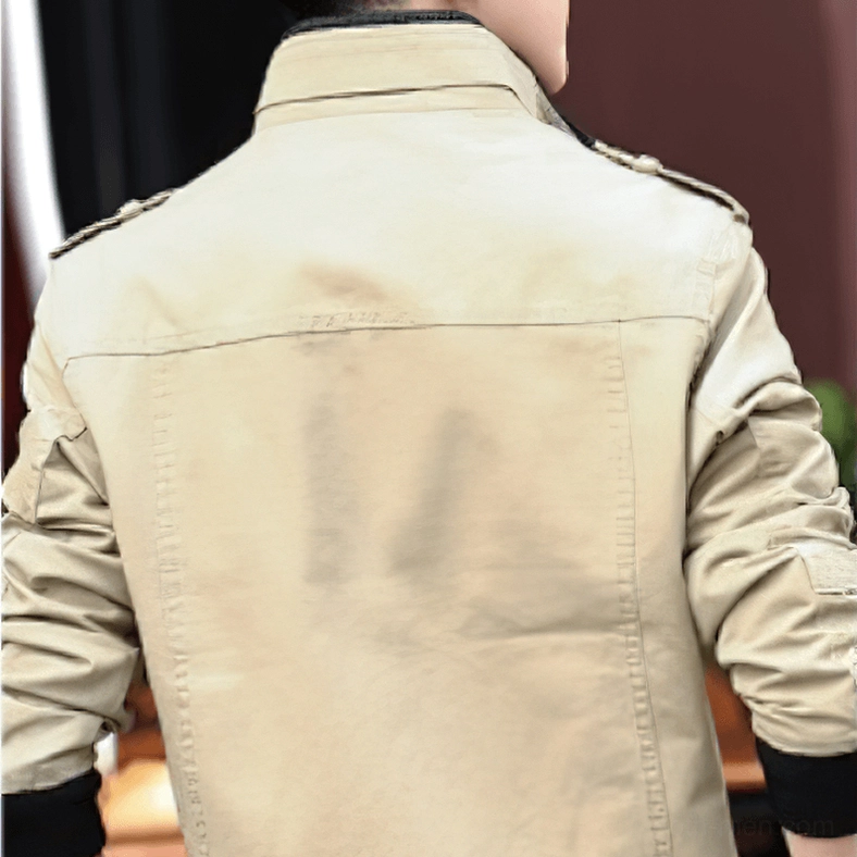 Dark Military Stand Collar Jacket – Structured Silhouette and Fit Profile