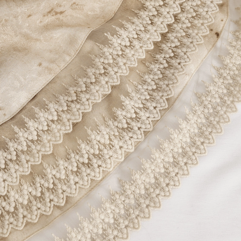 Additional detail view of distressed lantern sleeve gothic shirt showing fabric texture and construction quality