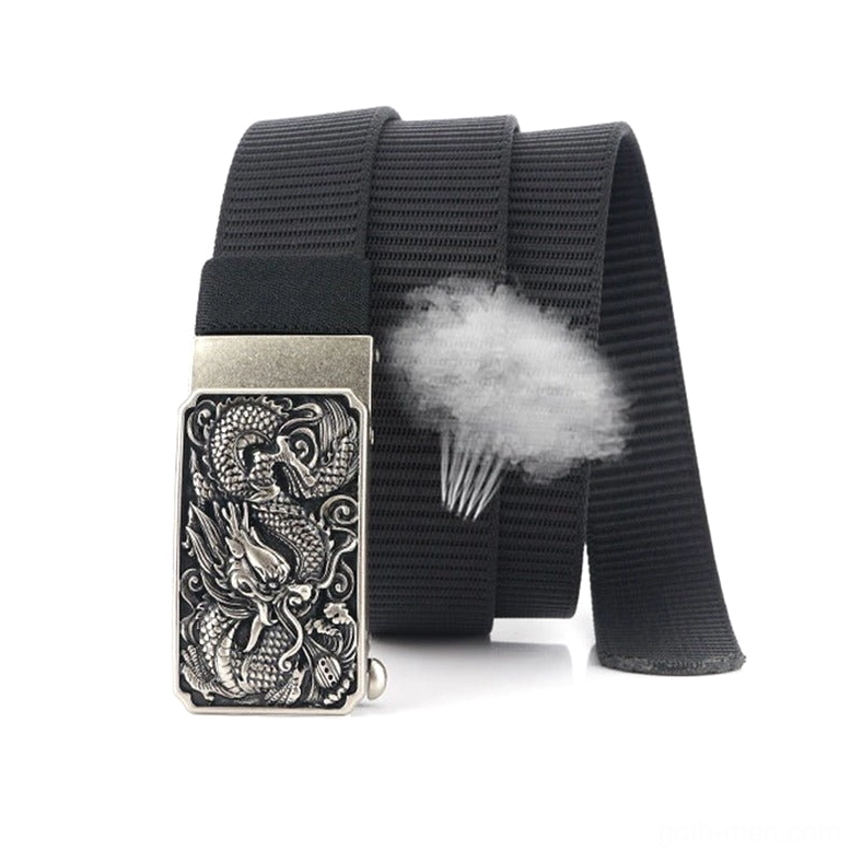 Military tactical dragon belt buckle mechanism showing secure adjustable fastening system close-up