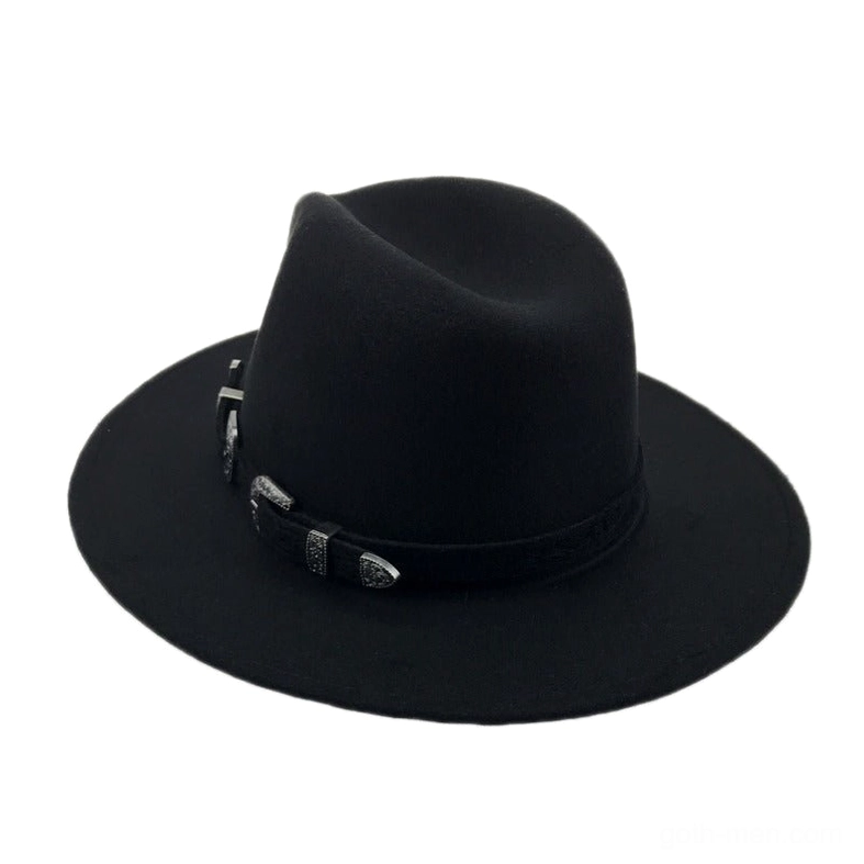 Vintage trilby fedora hat styling guide featuring antique belt buckles on hat band