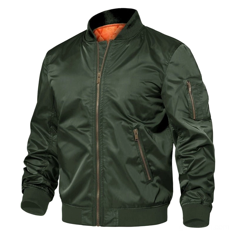 Forest green MA-1 bomber jacket with nylon-like satin fabric and classic ribbed trims - military goth style