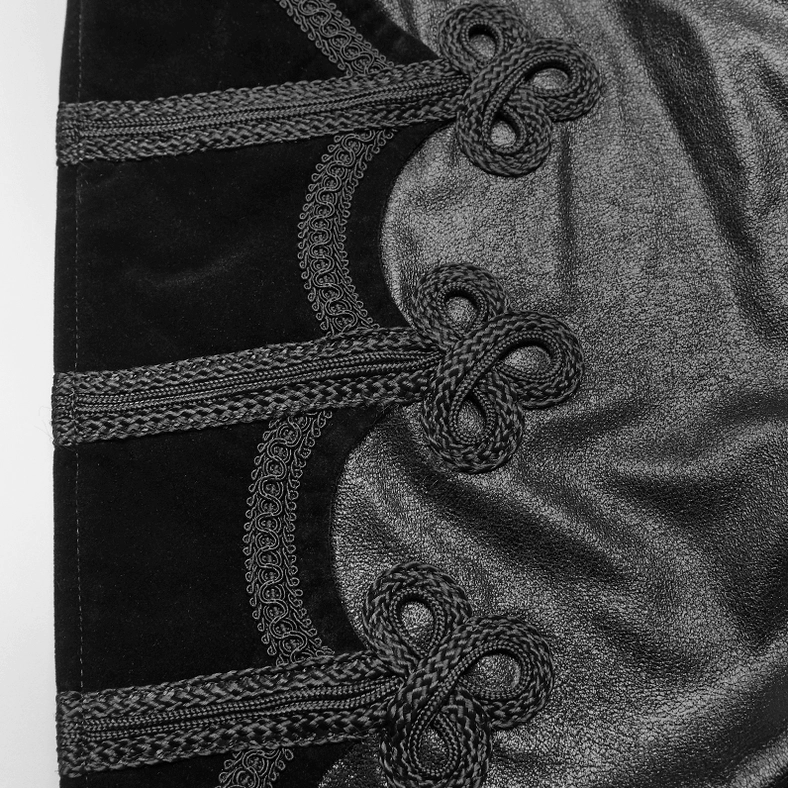 Black hooded gothic cape draped presentation showing full-length elegant silhouette and hood drape