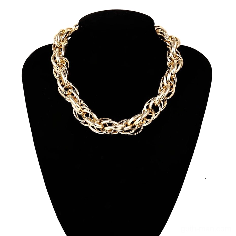 Gold variant twisted curb chain heavy necklace gothic jewelry chunky link detail