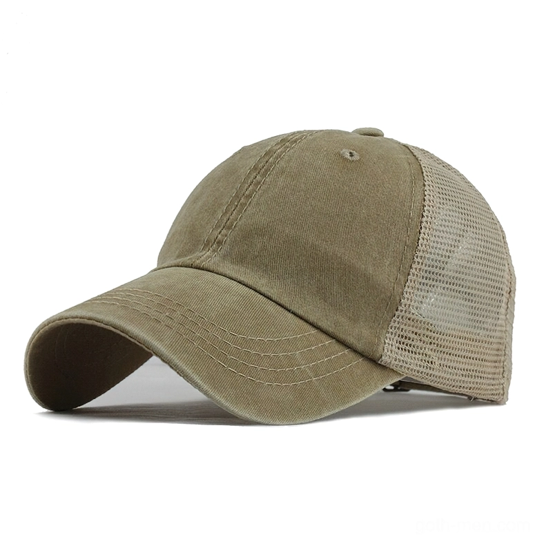 Beige washed cotton gothic baseball cap minimalist goth style adjustable one-size