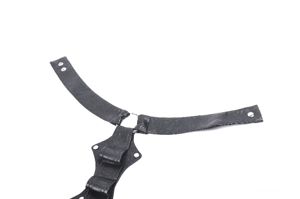 Gothic neck harness with silver rivet detailing and premium faux leather construction