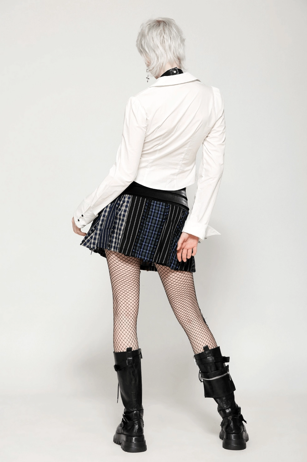 Faux leather gothic neck harness featuring adjustable metal clasp and industrial design elements