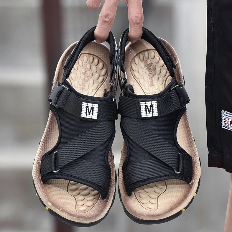 Alternative lifestyle sandals in both colorways showing black and khaki mesh strap options