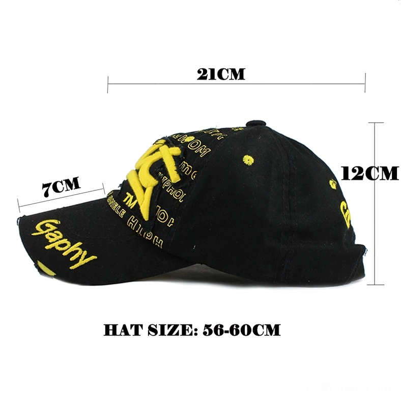 Gothic snapback cap detail showing Gaphy designer mark embroidery on adjustable strap
