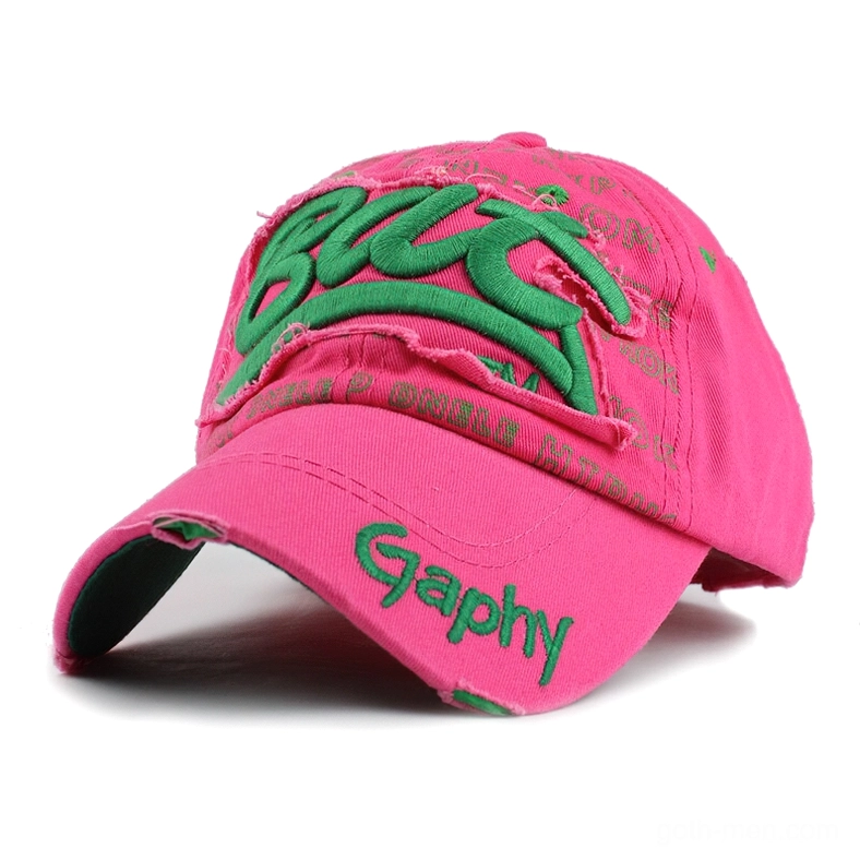 Hot magenta gothic snapback baseball cap with emerald green 3D BUT embroidery statement