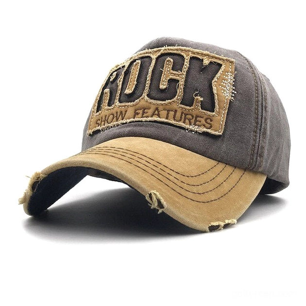 Alternative fashion ROCK embroidered cap with burgundy and dark grey color combination