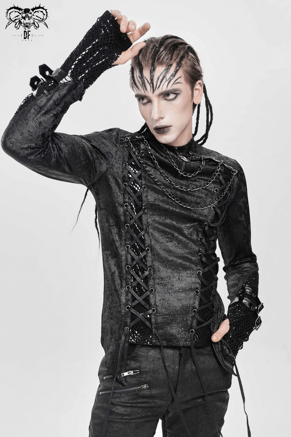Gothic Alternative Top Pentagram Collar Design with Chains