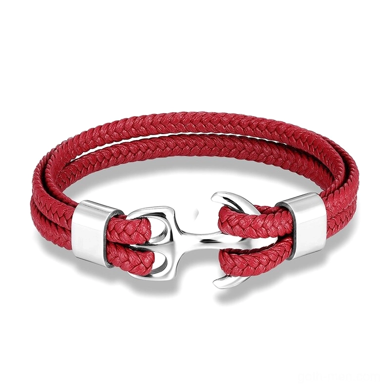 Red style 03 anchor rope bracelet showing alternative color option for gothic jewelry collection