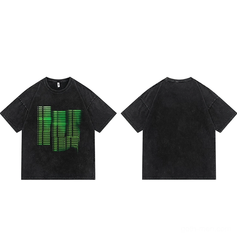 Mini size comparison anxiety motion print gothic tees front and back display