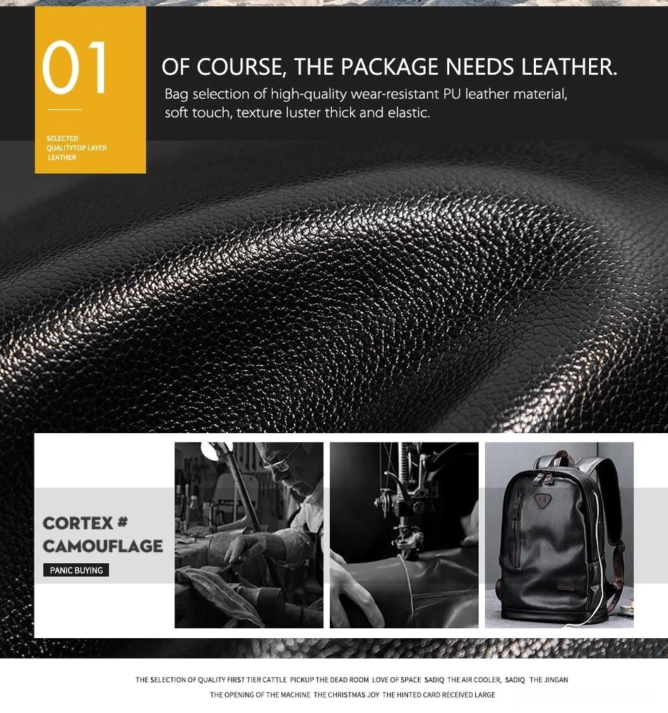 Gothic black backpack interior polyester lining with computer interlayer protection and organized pocket system