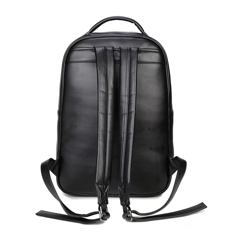 3D embossed gothic leather backpack interior compartment organizational layout