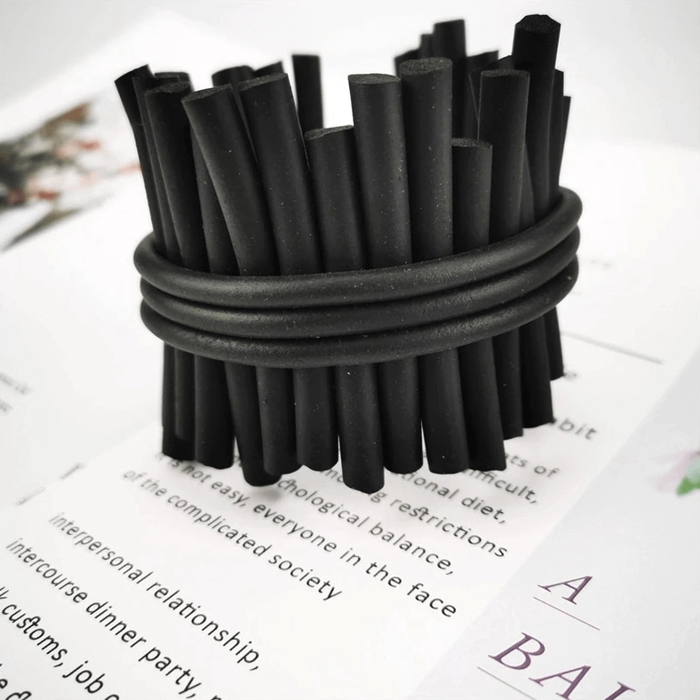 Black silicone gothic bracelet size comparison and wearability demonstration on wrist
