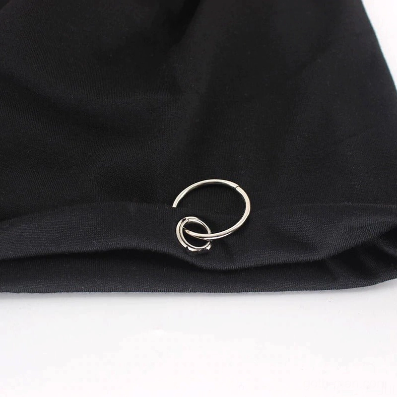 Metal hoop gothic beanie color swatches collection - black dark gray light gray navy red