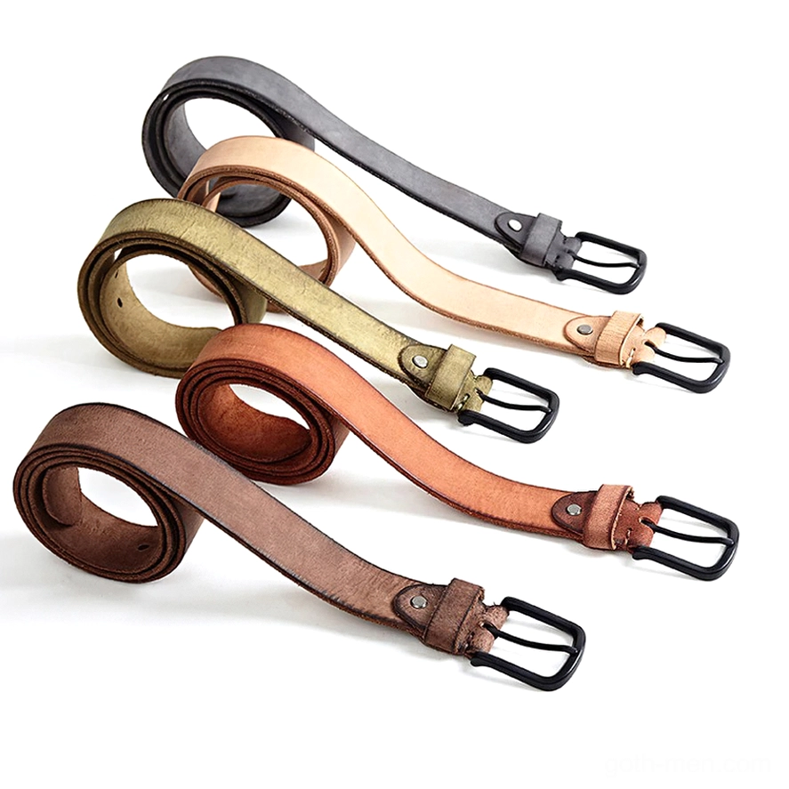 Assorted genuine leather gothic belts collection multiple vintage colors matte pin buckles