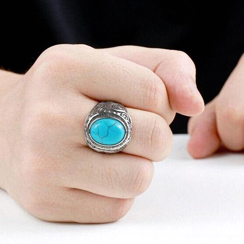Gothic bezel ring color option, turquoise or black stone choice, alternative aesthetic