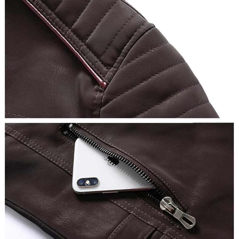 Front flat lay of black gothic biker PU leather jacket showcasing full zipper and pocket details