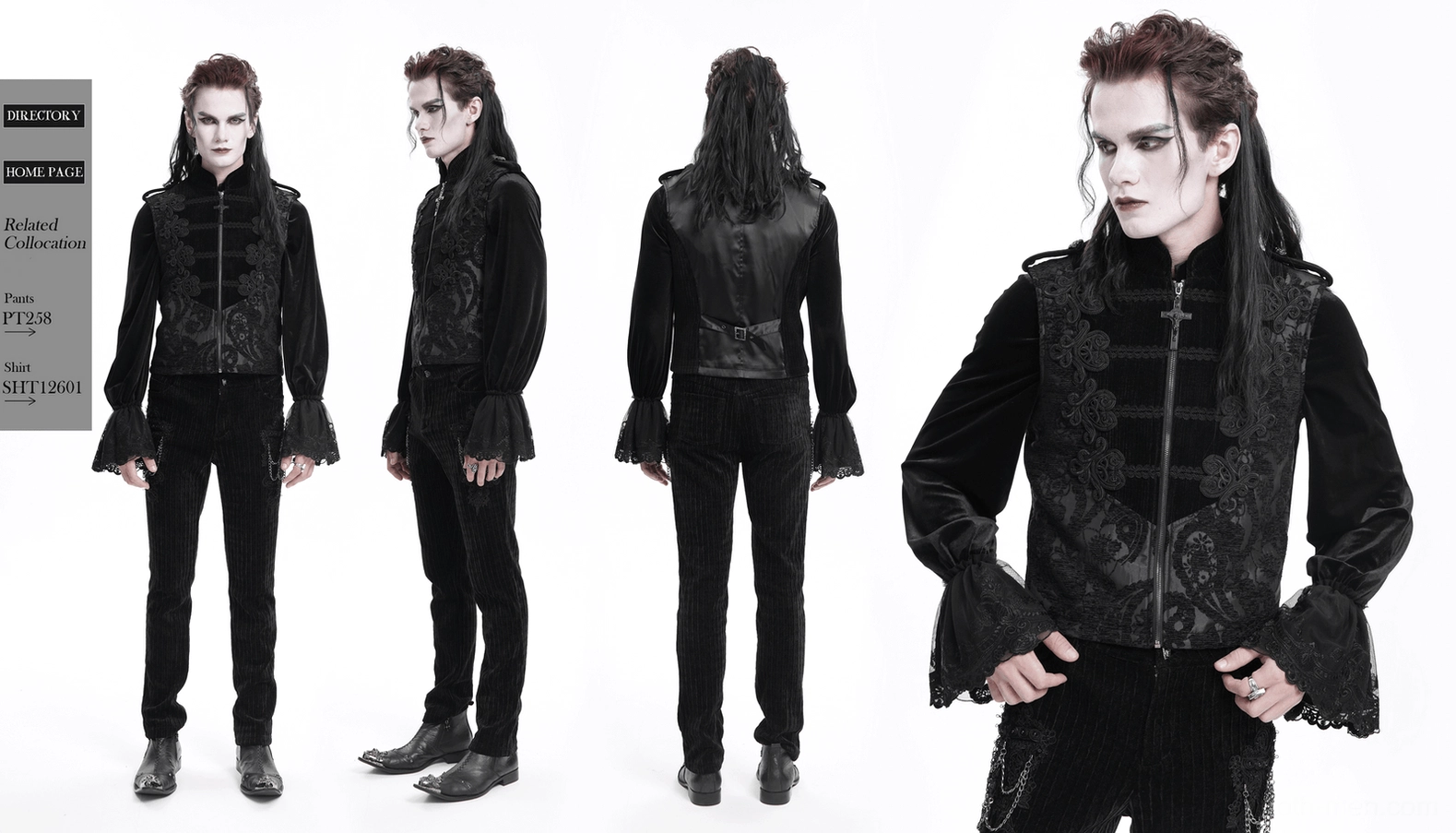 Gothic black brocade waistcoat styling with alternative fashion coordination