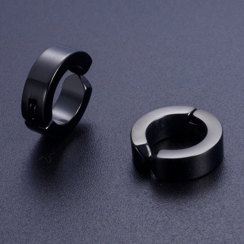 Black and silver stainless steel gothic ear cuffs contrast - alternative fashion jewelry different finishes