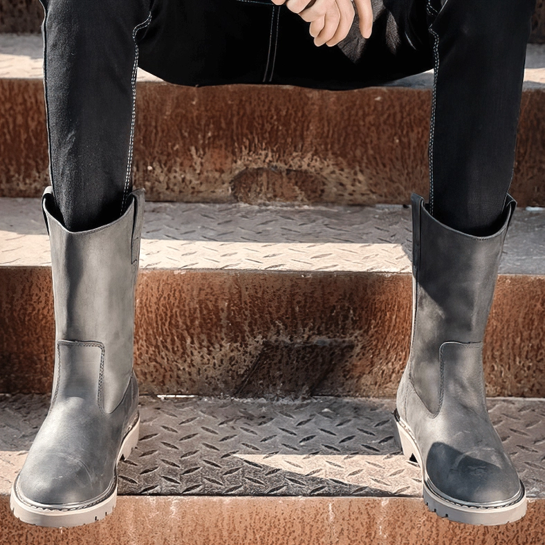 Gothic leather boots texture and material detail genuine cow leather surface finish