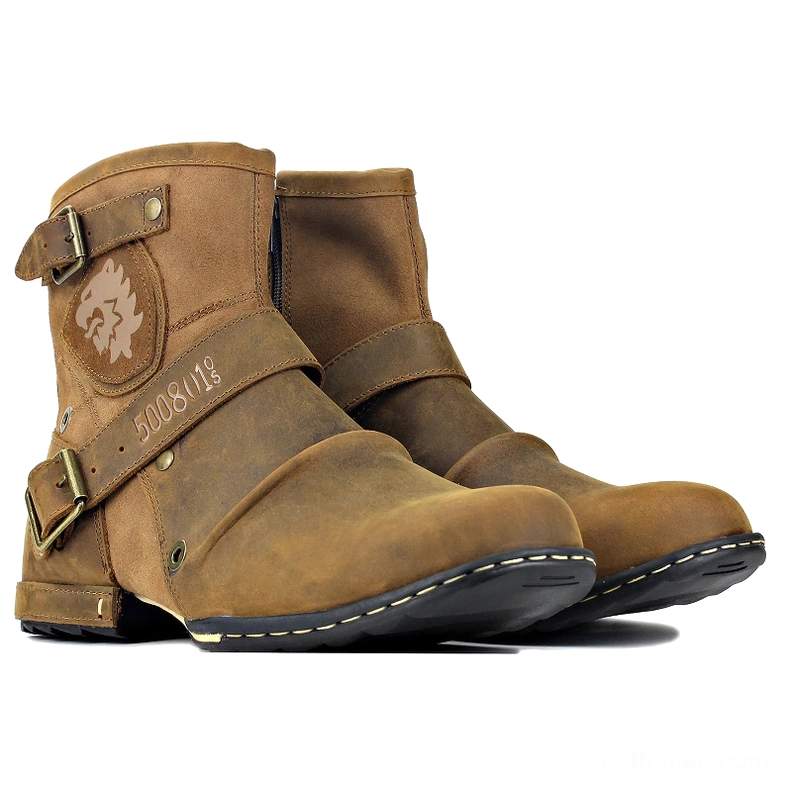 Gothic ankle boots constructed with reinforced genuine cow leather shaft and ankle support