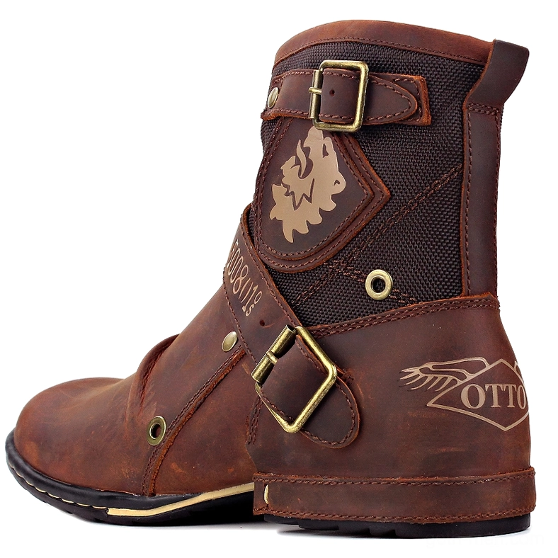 Gothic ankle boots square heel and outsole bottom view showing rubber grip construction