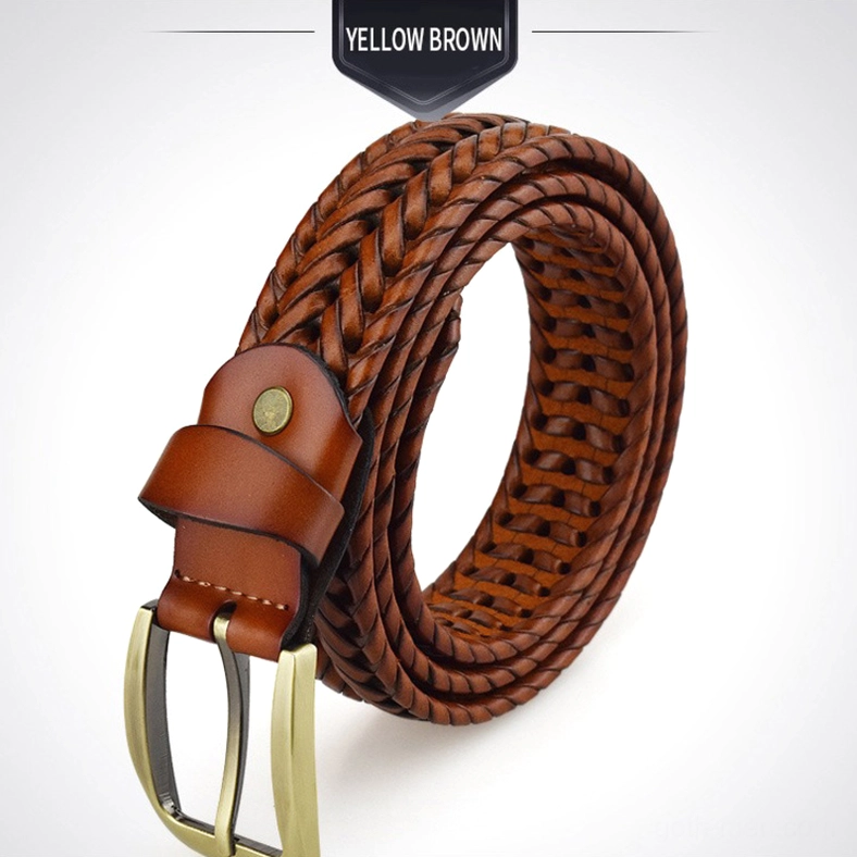 Hand-knitted gothic braided belt buckle mechanism and attachment point close-up