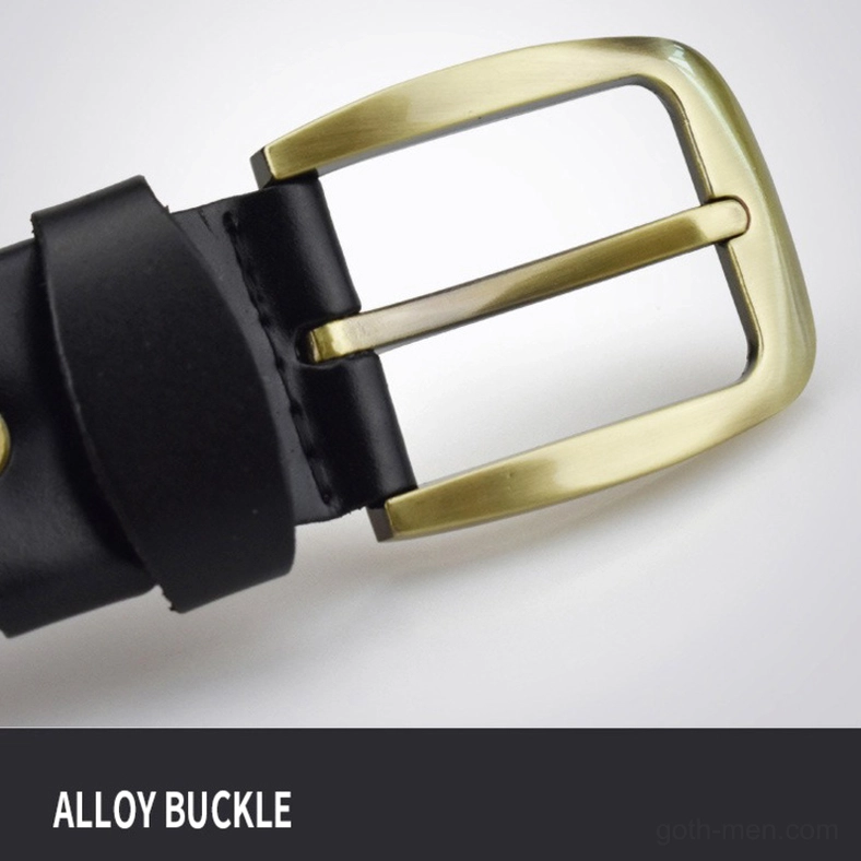 Gothic braided leather belt demonstrating metal buckle hardware and leather keeper construction