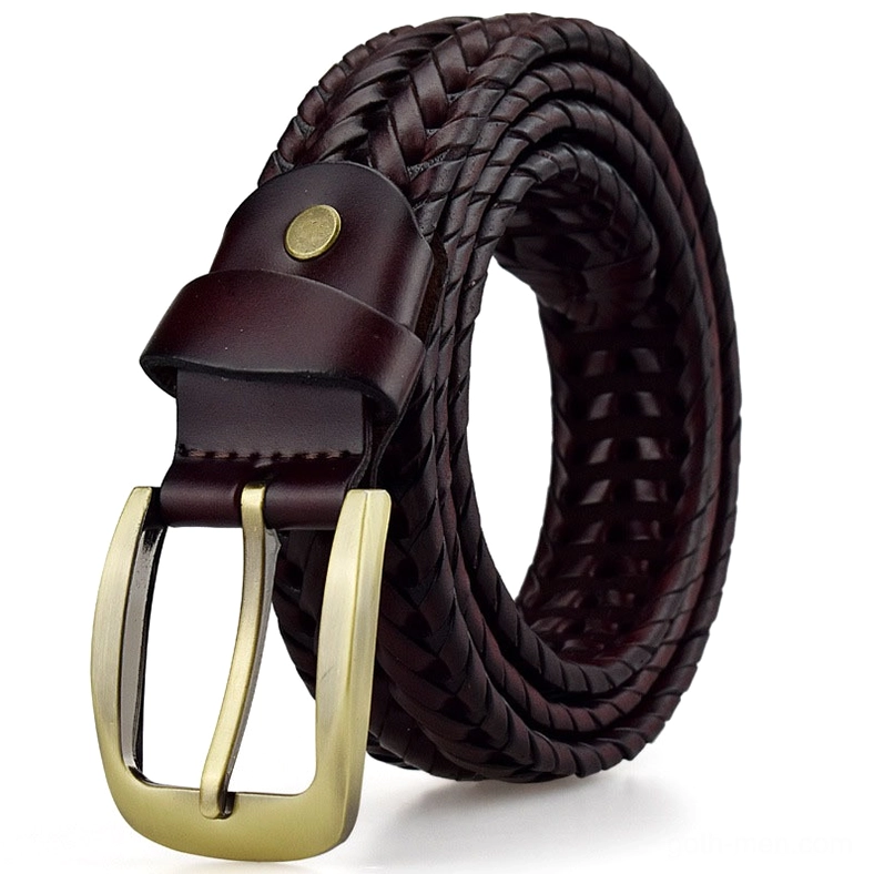 Wine red gothic braided leather belt in deep burgundy tone with metal buckle detail